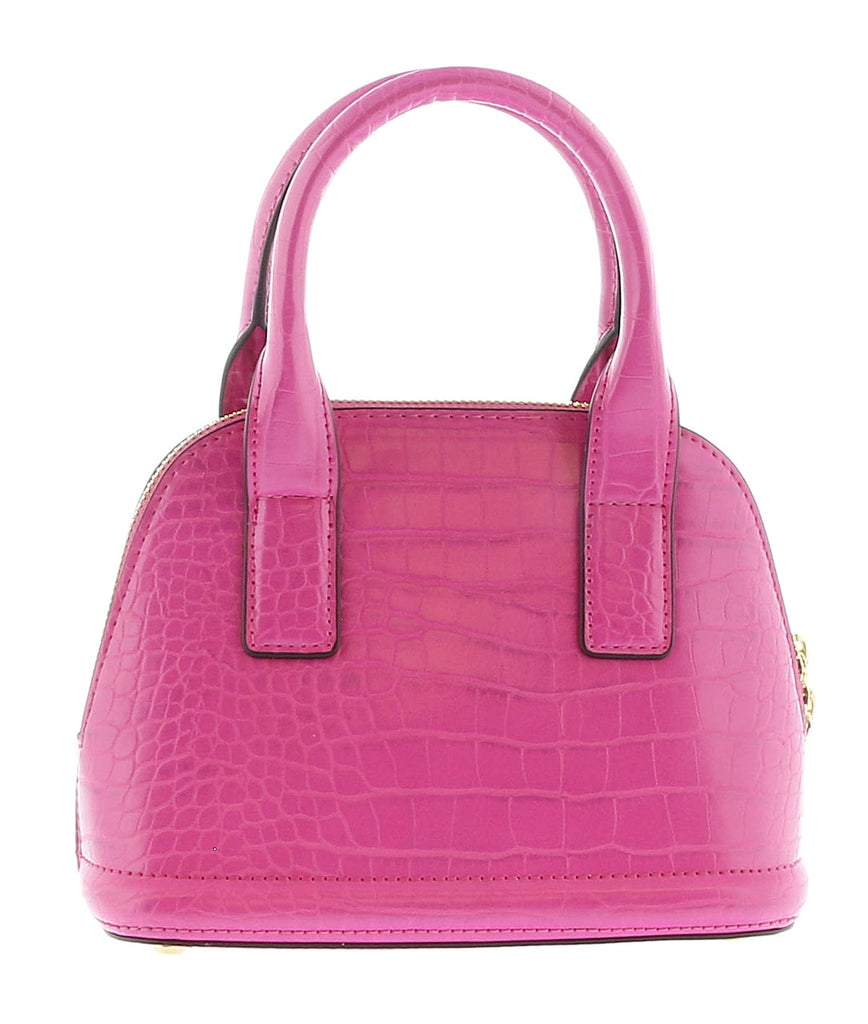 Versace Jeans Couture Fuschia Croc Embossed Baroque Buckle Dome Satchel Bag