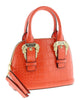 Versace Jeans Couture Coral Croc Embossed Baroque Buckle Dome Satchel Bag