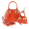 Versace Jeans Couture Coral Croc Embossed Baroque Buckle Dome Satchel Bag