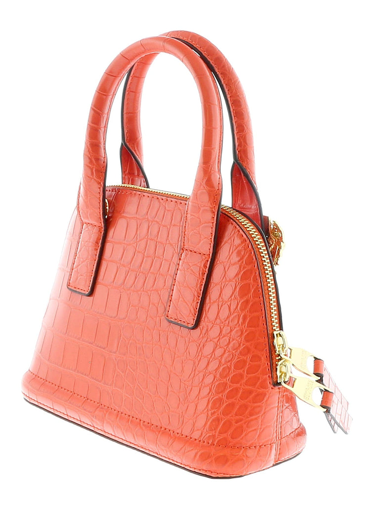 Versace Jeans Couture Coral Croc Embossed Baroque Buckle Dome Satchel Bag