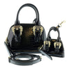 Versace Jeans Couture Black Croc Embossed Baroque Buckle Dome Satchel Bag