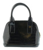 Versace Jeans Couture Black Croc Embossed Baroque Buckle Dome Satchel Bag