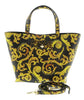 Versace Jeans Couture Black Gold Baroque Printed Classic Shopper Tote