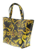 Versace Jeans Couture Black Gold Baroque Printed Classic Shopper Tote