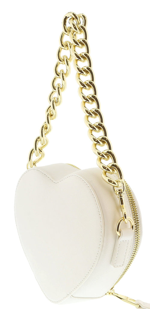 Versace Jeans Couture White Heart Chain Charm Embellished Small Crossbody Bag