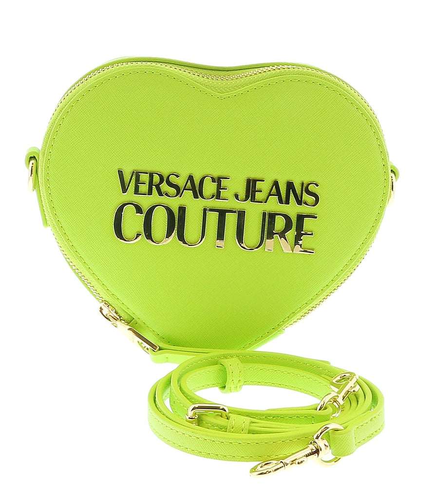 Versace Jeans Couture Lime Heart Chain Charm Embellished Small Crossbody Bag