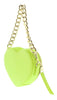 Versace Jeans Couture Lime Heart Chain Charm Embellished Small Crossbody Bag