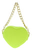 Versace Jeans Couture Lime Heart Chain Charm Embellished Small Crossbody Bag