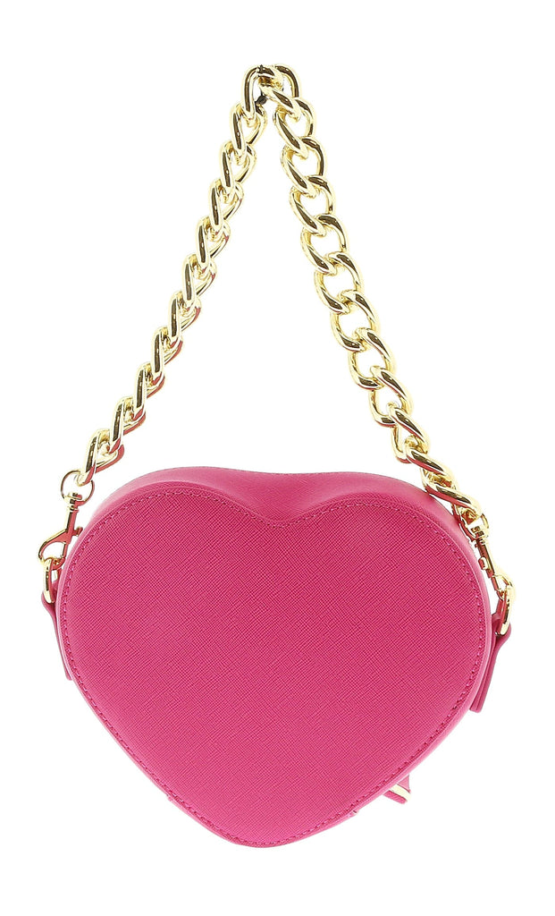 Versace Jeans Couture Fuschia Heart Chain Charm Embellished Small Crossbody Bag