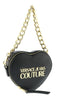 Versace Jeans Couture Black Heart Chain Charm Embellished Small Crossbody Bag