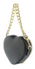 Versace Jeans Couture Black Heart Chain Charm Embellished Small Crossbody Bag