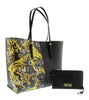 Versace Jeans Couture Black Gold Baroque Printed Classic Everyday Shopper Tote Bag