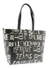 Versace Jeans Couture Black Signature Printed Classic Everyday Large Shopper Tote Bag