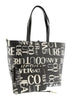 Versace Jeans Couture Black Signature Printed Classic Everyday Large Shopper Tote Bag