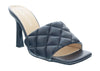 Ventutto Black Quilted High Heel Leather Mule-