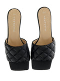 Ventutto Black Quilted Flat Slide Leather Slipper-