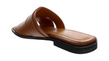 Ventutto Tan Buckle Flat Leather Slide-