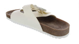 Ventutto White Crystal Embellished Comfort Sandals-