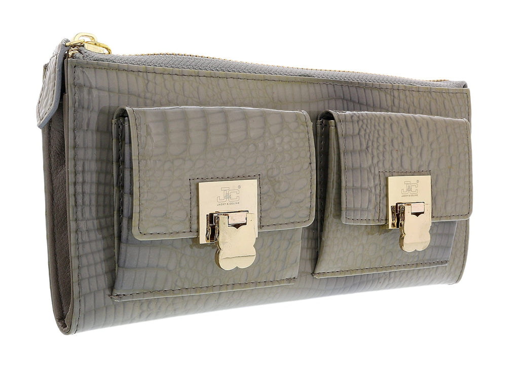 J&C  Grey Zippered  Large Wallet