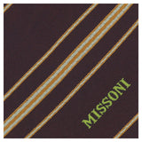 Missoni U5026 Brown/Orange Regimental Pure Silk Tie