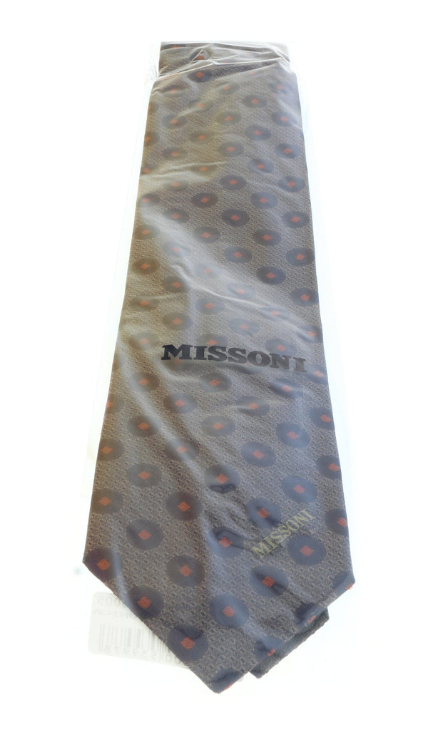 Missoni U5027 Gray/Black Polka Dots Pure Silk Tie