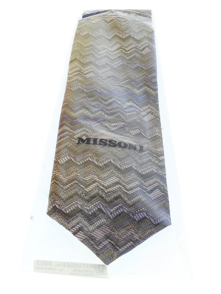 Missoni U5025 Blue/Gold Chevron Pure Silk Tie
