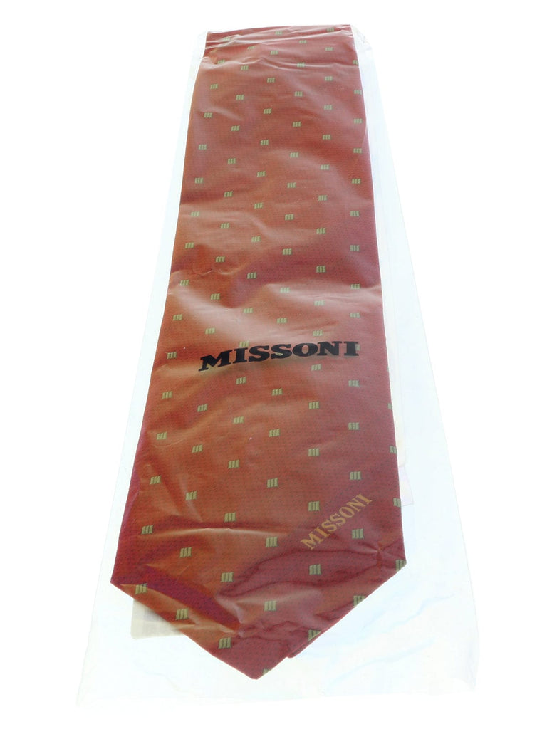 Missoni U5028 Red/Gold Motif Pure Silk Tie