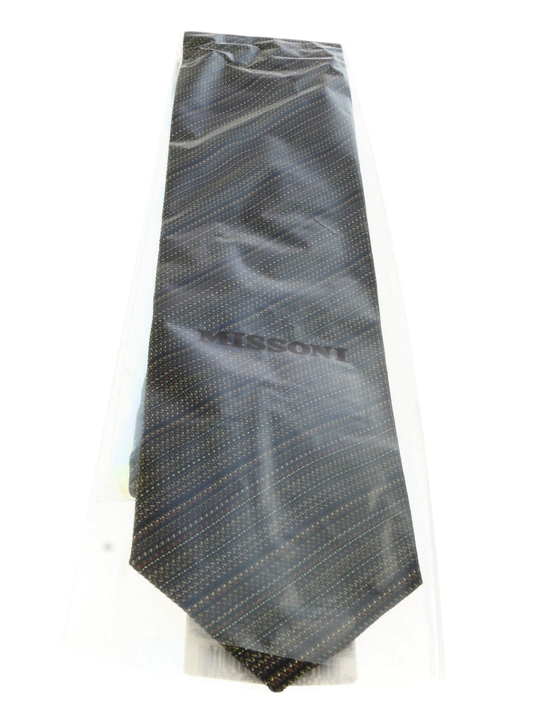 Missoni U5055 Brown/Gold Sharkskin Pure Silk Tie