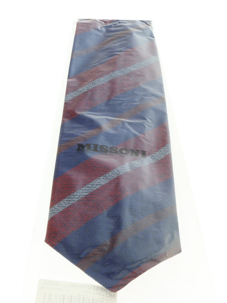 Missoni U5068 Red/Blue Awning Pure Silk Tie