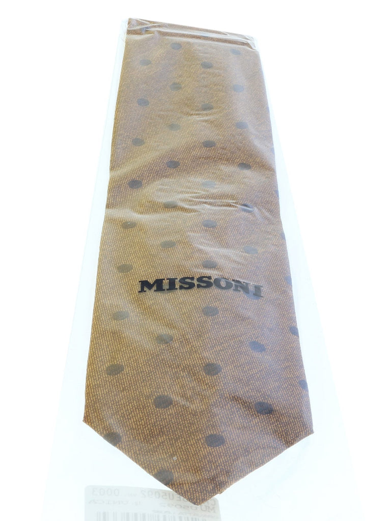 Missoni U5092 Brown/Gold Polka Dot Pure Silk Tie