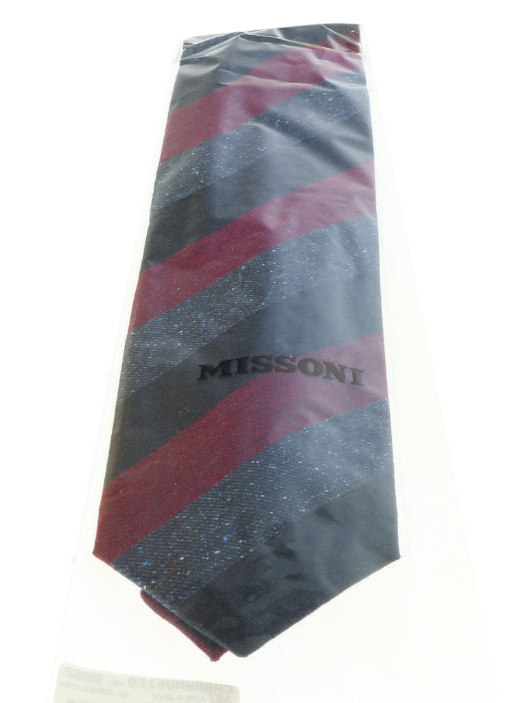 Missoni U5120 Navy/Wine Awning Pure Silk Tie