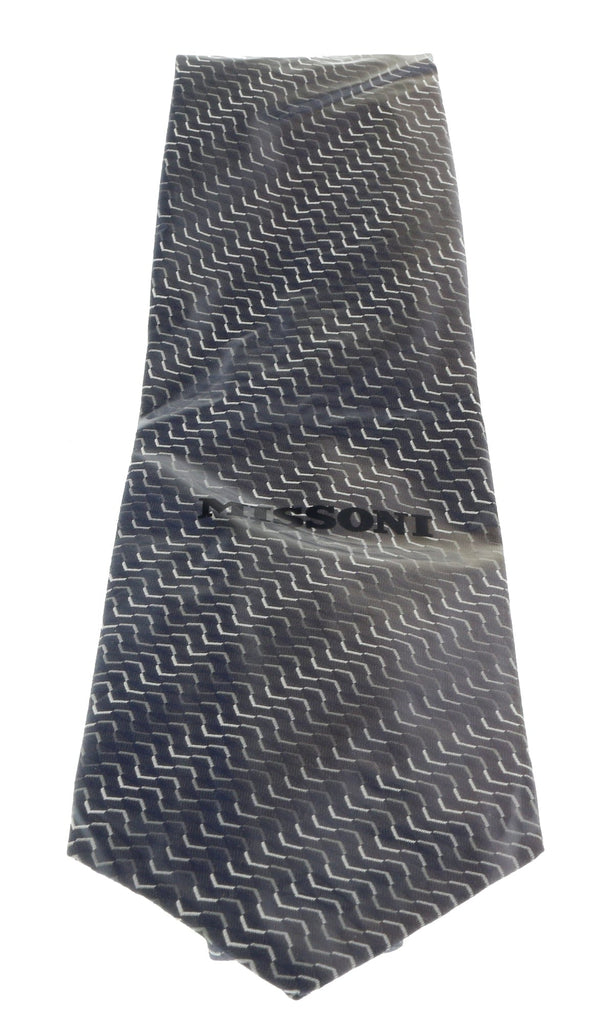 Missoni U5067 Navy/Silver Sharkskin Pure Silk Tie