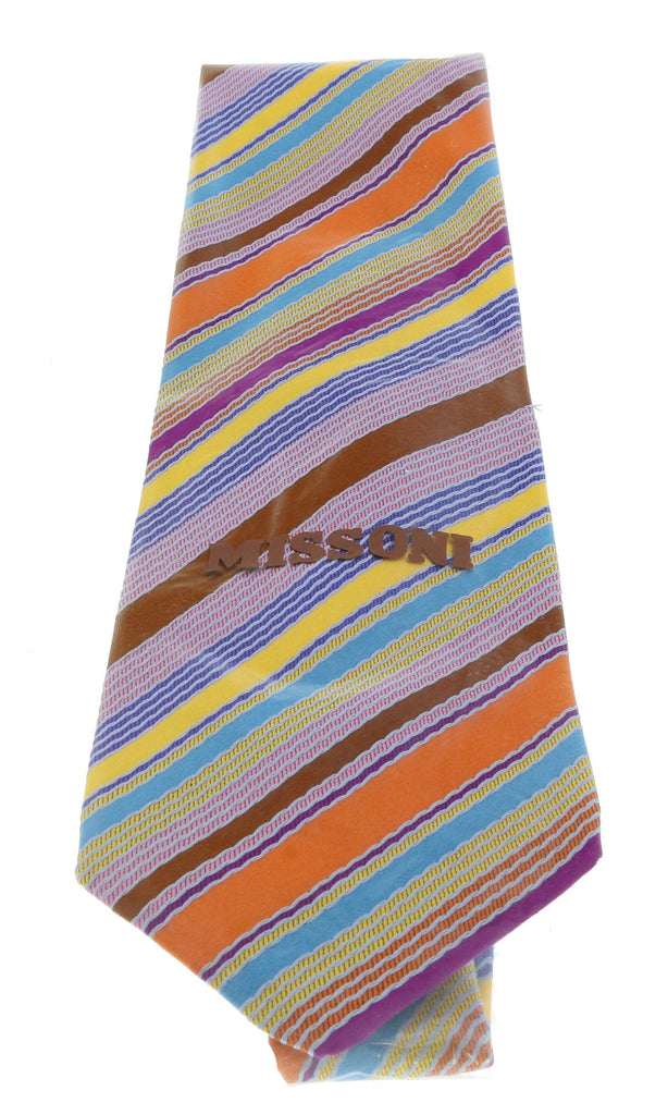 Missoni U8013 Orange/Gold Pencil Stripe Pure Silk Tie
