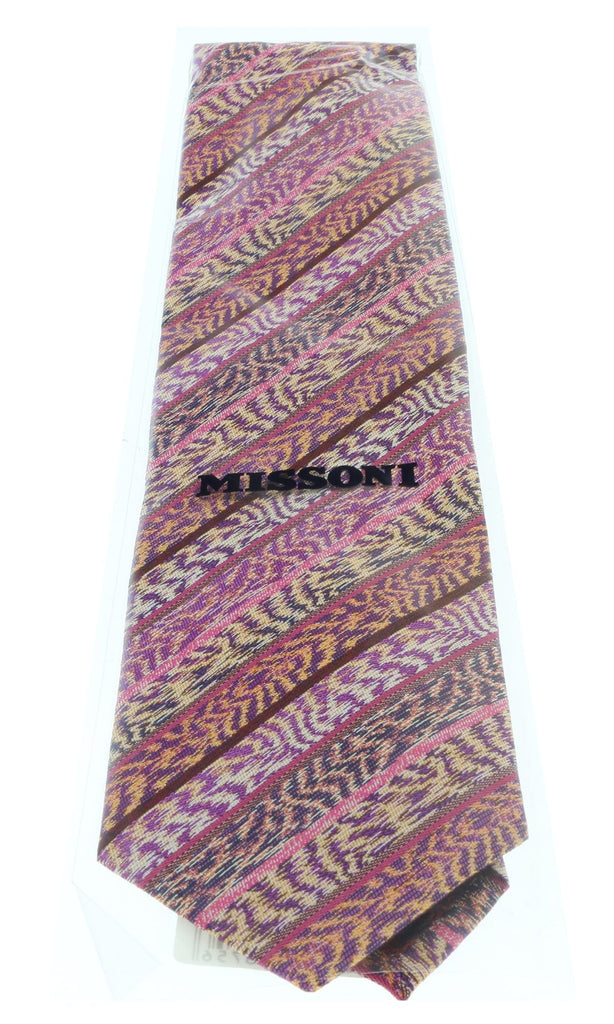 Missoni U4305 Pink/Purple Flame Stitch Pure Silk Tie