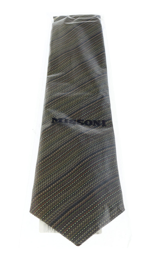Missoni U5055 Gold/Brown Sharkskin Pure Silk Tie