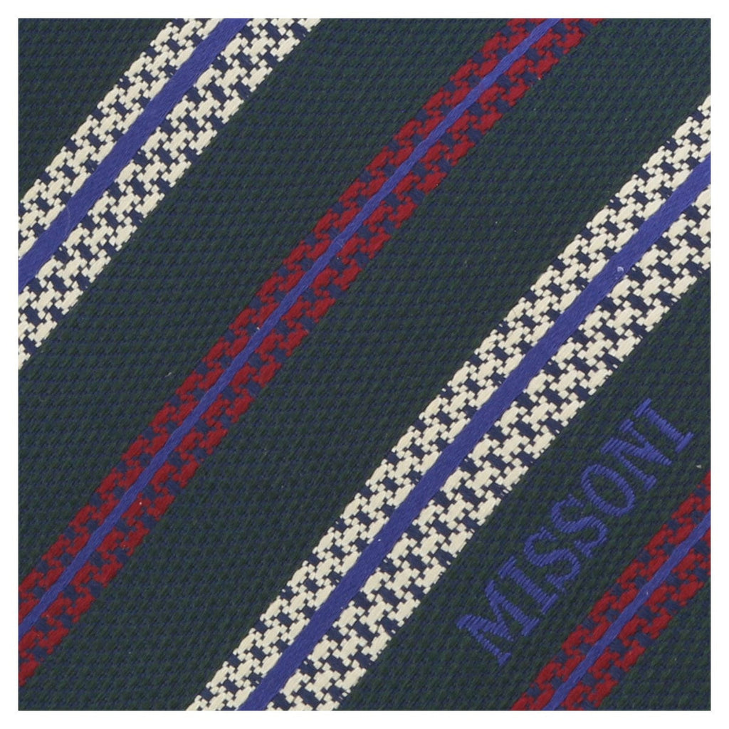 Missoni U5691 Green/Cream Regimental Pure Silk Tie