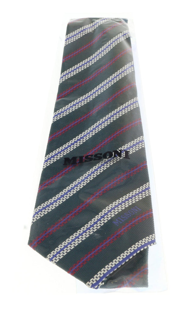 Missoni U5691 Green/Cream Regimental Pure Silk Tie