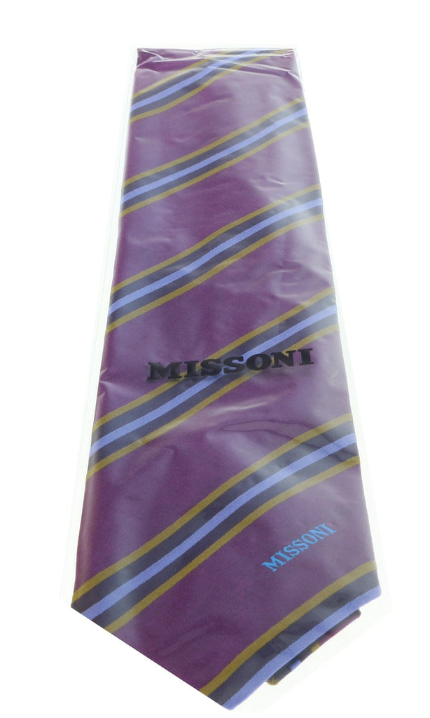 Missoni U5029 Purple/Gold Regimental Pure Silk Tie