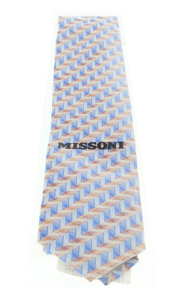 Missoni U4706 Blue/Orange Chevron Pure Silk Tie