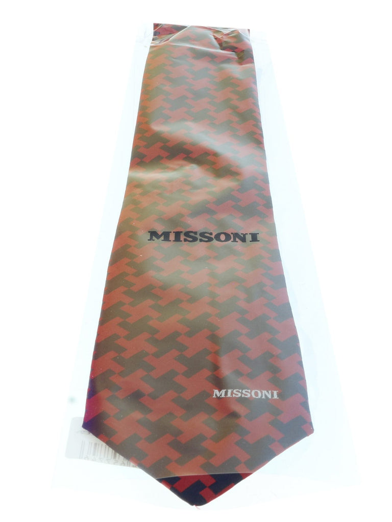 Missoni U5575 Red/Black Geometric Pure Silk Tie