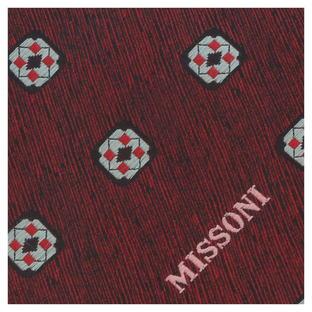 Missoni U5576 Red/Silver Geometric Pure Silk Tie