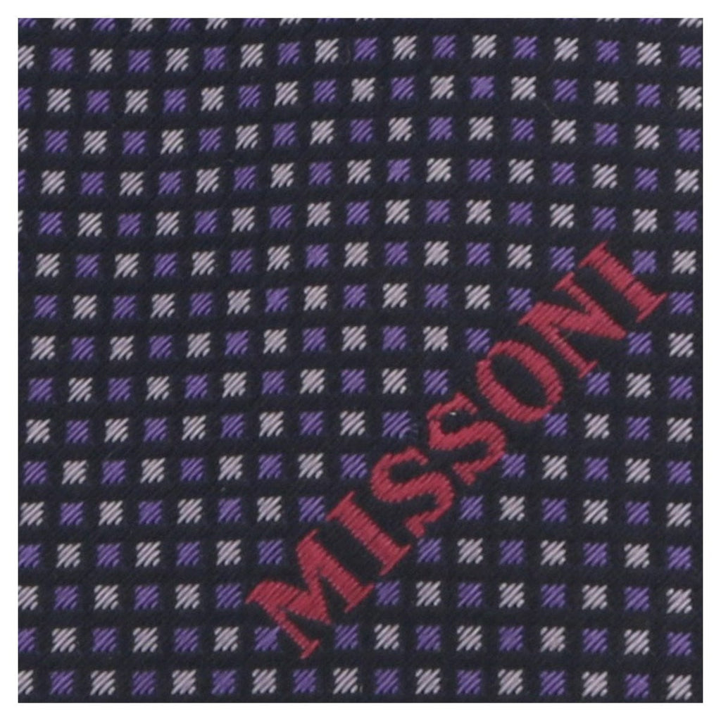 Missoni U5032 Purple/Silver Micro Check Pure Silk Tie