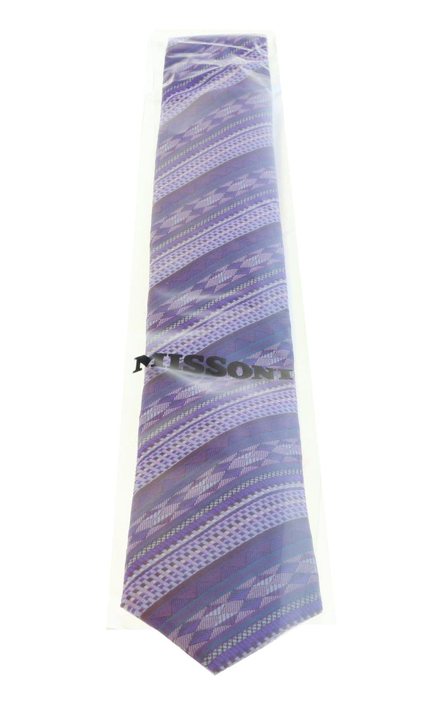 Missoni U5053 Purple  Graphic Pure Silk Tie