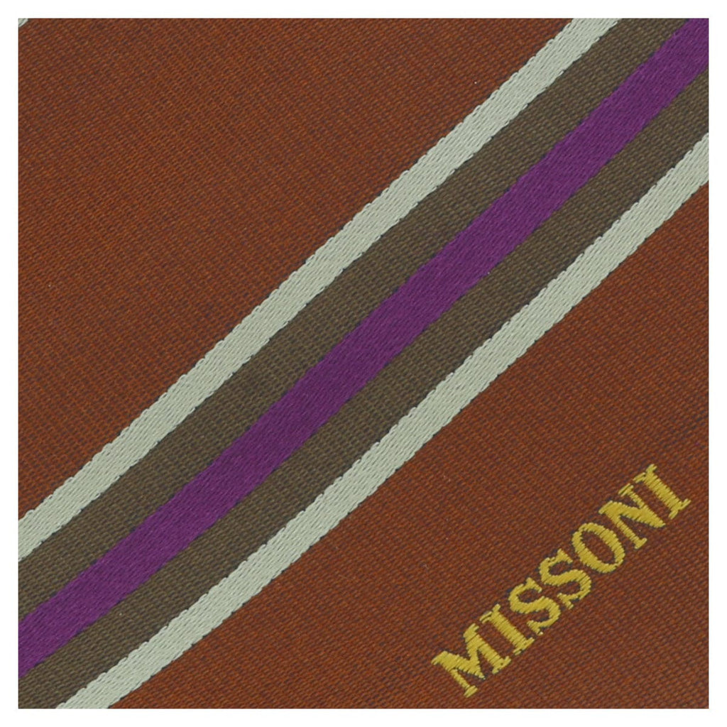 Missoni U5029 Rust/Purple Regimental Pure Silk Tie
