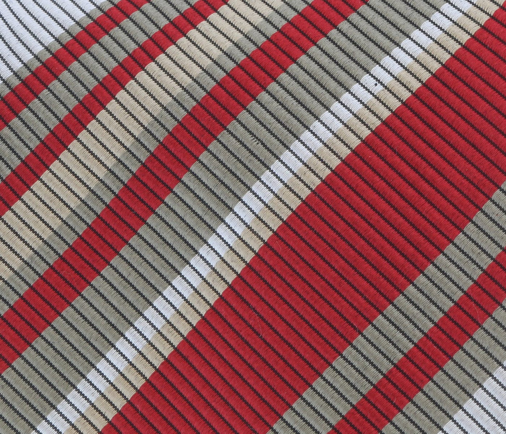 Missoni U4233 Red/Khaki Regimental Pure Silk Tie