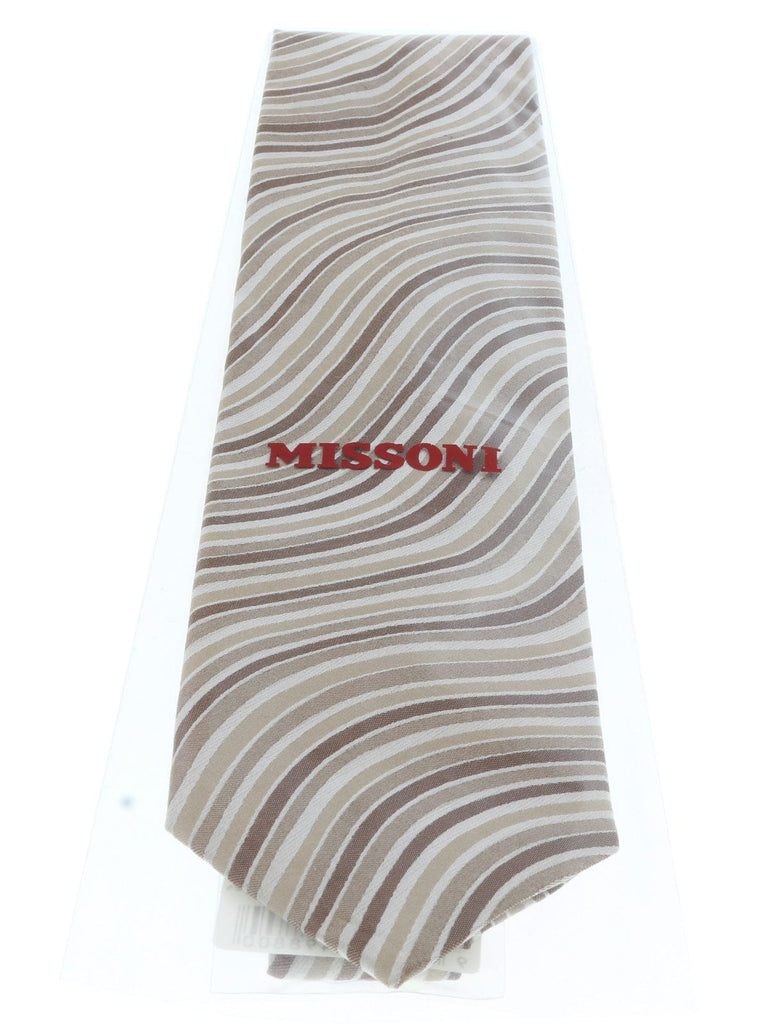 Missoni U4308 Cream/Brown Bengal Stripe Pure Silk Tie