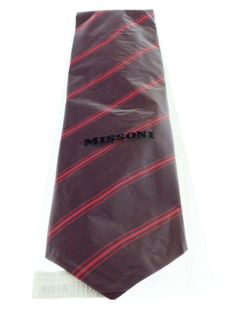 Missoni U4542 Red Regimental Pure Silk Tie