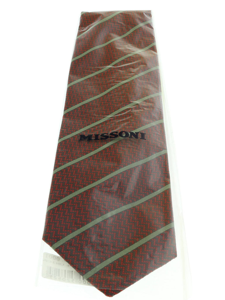 Missoni U4545 Red/Gray Repp Pure Silk Tie
