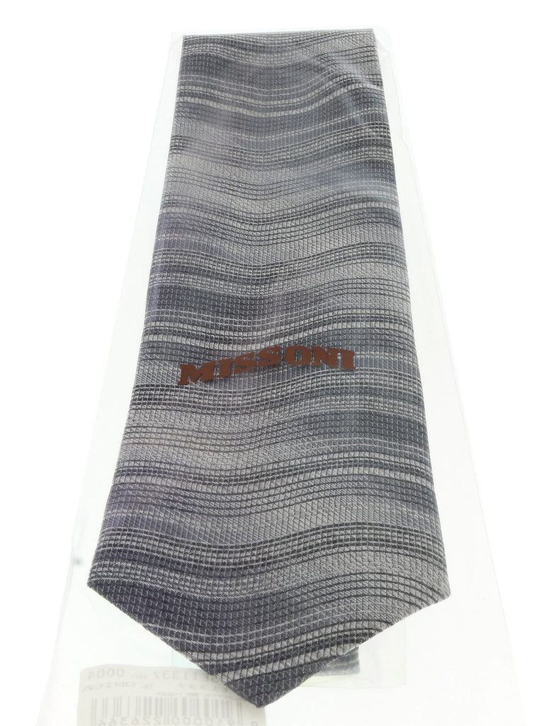 Missoni U1337 Silver/Gray Pencil Pure Silk Tie