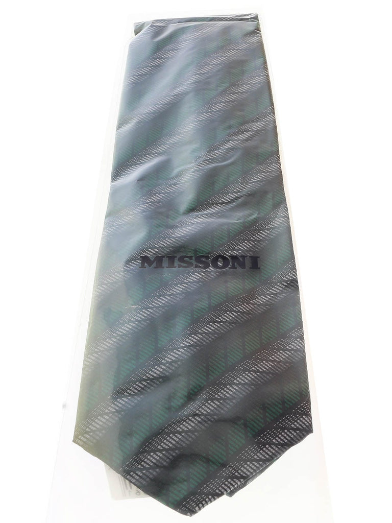 Missoni U4018 Green/Grey  Chevron Pure Silk Tie